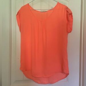 High-low flowy coral colored top